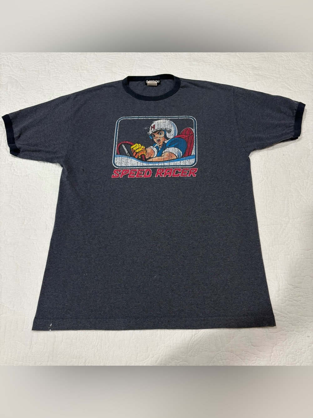 Vintage 90s Speed Racer Anime Shirt Size L Blue Spell Out Heather Blue